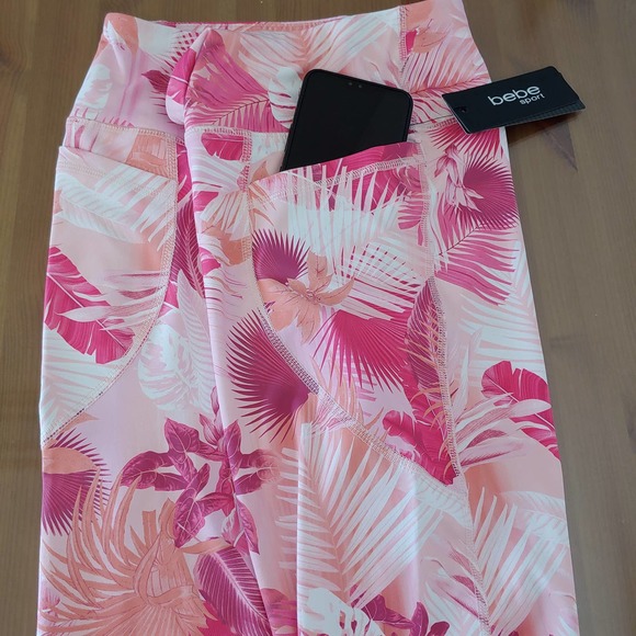 Bebe Sports  Pink/Orange Left Print Leggings  Size L - Picture 4 of 8